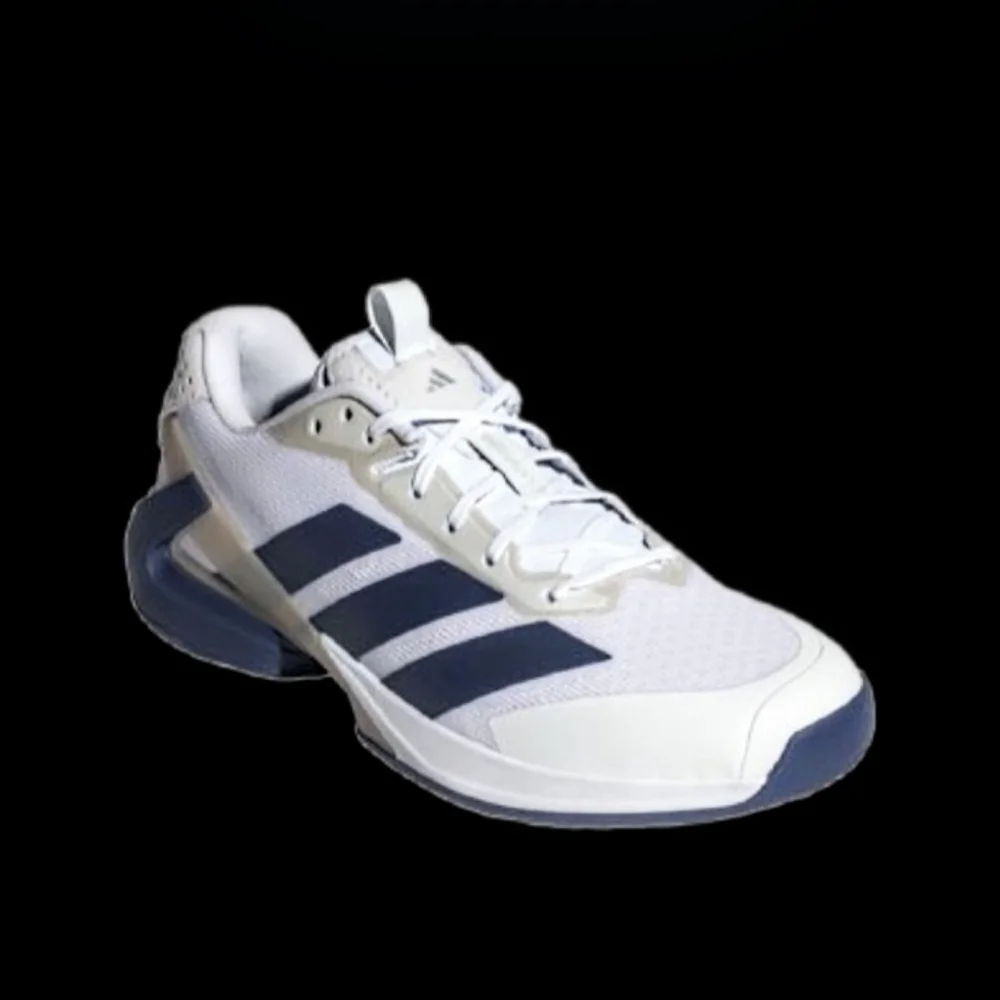 Adidas Ubersonic 5 Tennis Pickleball Mens Size 9 White Blue Silver